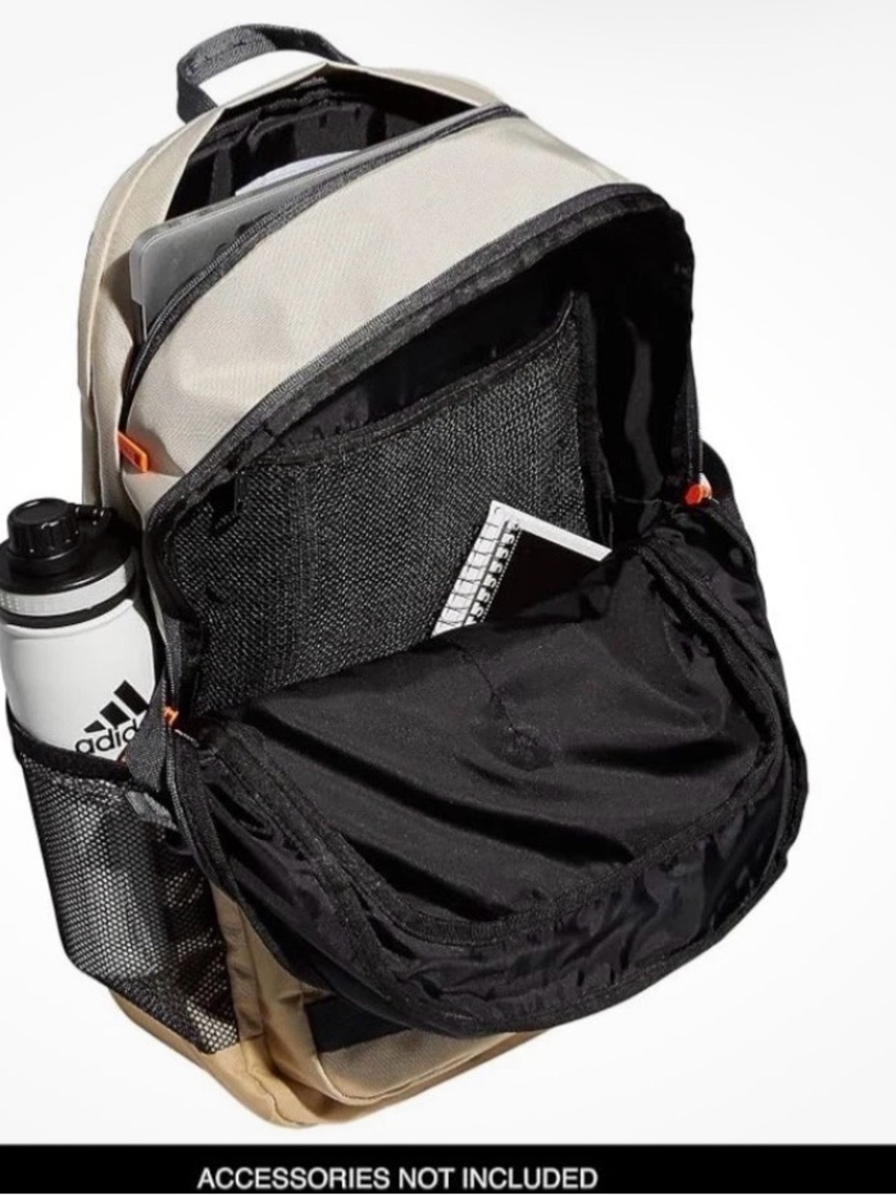 Adidas Core Advantage 3 Backpack Beige Black Grey with Laptop Pocket - Picture 2 of 9